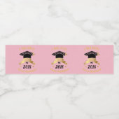 パーソナライズされた卒業ピンクの金ゴールドウォーターボトル ペットボトルラベル (シングルラベル)