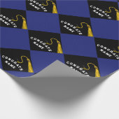 パーソナライズされた卒業ブルー ラッピングペーパー (角)