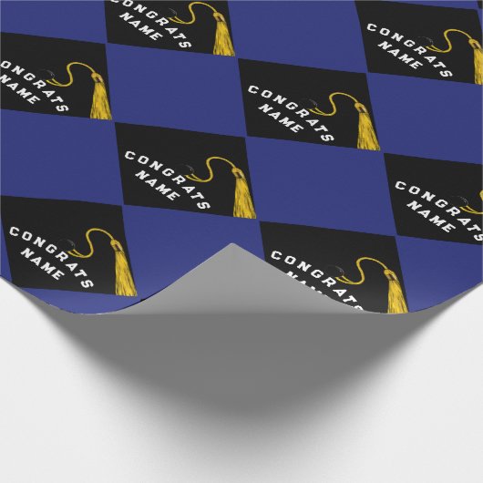 パーソナライズされた卒業ブルー ラッピングペーパー (角)