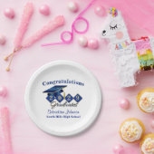 パーソナライズされた卒業ブルー&金ゴールド ペーパープレート (パーティー)