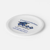 パーソナライズされた卒業ブルー&金ゴールド ペーパープレート (アングル)