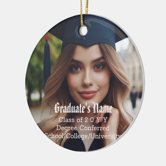 パーソナライズされた卒業写真・氏名・卒業生クラス セラミックオーナメント (左)