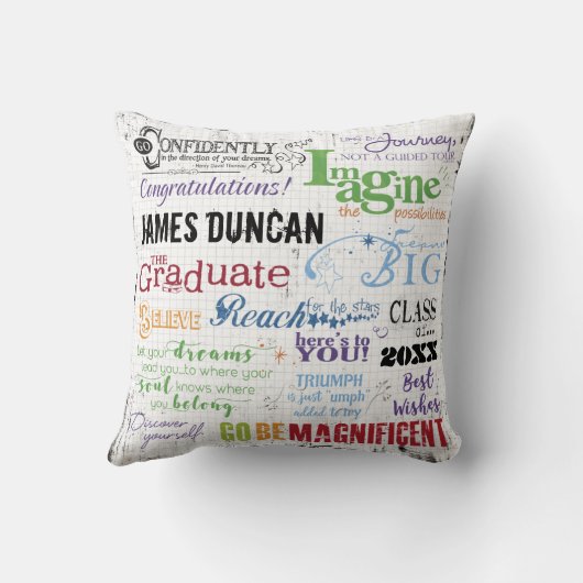パーソナライズされた卒業感動的やる気を起こさせる クッション (裏面)