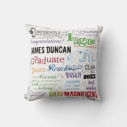 パーソナライズされた卒業感動的やる気を起こさせる クッション (正面)