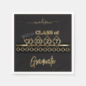 パーソナライズされた卒業生 – 黒と金ゴールド スタンダードカクテルナプキン (正面)