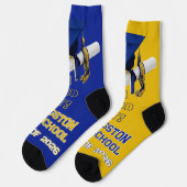 パーソナライズされた卒業用ソックス王室の – 青と金ゴールド ソックス (左)