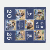 パーソナライズされた卒業記念写真コラージュ フリースブランケット (正面(横))