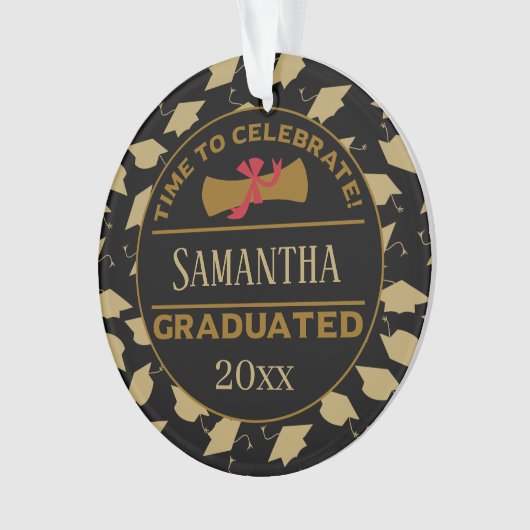 パーソナライズされた卒業贈与 |終了祝時間 オーナメント (正面)