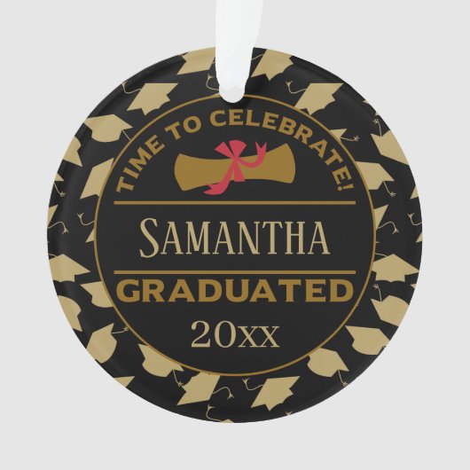 パーソナライズされた卒業贈与 |終了祝時間 オーナメント (正面)