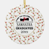 パーソナライズされた卒業贈与 |終了祝時間 セラミックオーナメント (正面)