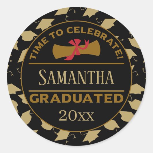 パーソナライズされた卒業贈与 |終了祝時間 ラウンドシール (正面)