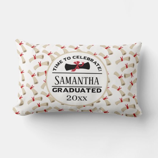 パーソナライズされた卒業贈与 |終了祝時間 ランバークッション (正面)