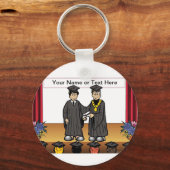 パーソナライズされた卒業 – 男性の漫画 キーホルダー (正面)