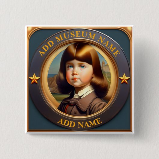 パーソナライズされた博物館ガイドと文書ボタン 缶バッジ (正面)