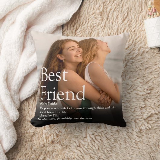 パーソナライズされた友最高の人の写真と定義 クッション (ブランケット)
