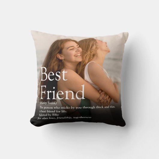 パーソナライズされた友最高の人の写真と定義 クッション (正面)