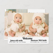 パーソナライズされた双子の誕生の発表 ポストカード (正面/裏面)