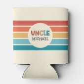 パーソナライズされた叔父レトロストライプ 缶クーラー (裏面)