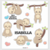 パーソナライズされた可愛いおもしろい眠間抜けいスロース シール (シート)