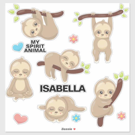 パーソナライズされた可愛いおもしろい眠間抜けいスロース シール (シート)