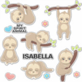 パーソナライズされた可愛いおもしろい眠間抜けいスロース シール (正面)