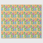 パーソナライズされた可愛いお洒落恐竜誕生日 ラッピングペーパー (フラット)