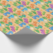 パーソナライズされた可愛いお洒落恐竜誕生日 ラッピングペーパー (角)