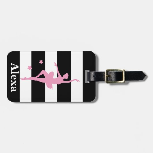 パーソナライズされた可愛いかわいらしバレリストライプナ ラゲッジタグ (正面横)