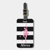 パーソナライズされた可愛いかわいらしバレリストライプナ ラゲッジタグ (正面縦)