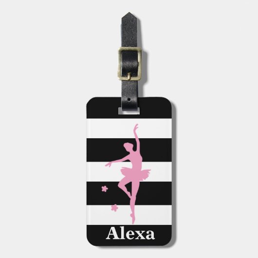 パーソナライズされた可愛いかわいらしバレリストライプナ ラゲッジタグ (正面縦)