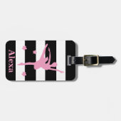 パーソナライズされた可愛いかわいらしバレリストライプナ ラゲッジタグ (正面横)