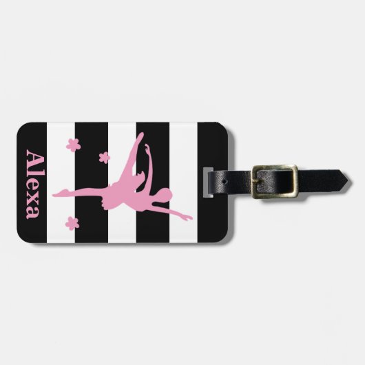 パーソナライズされた可愛いかわいらしバレリストライプナ ラゲッジタグ (正面横)