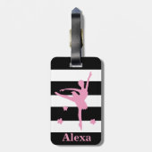 パーソナライズされた可愛いかわいらしバレリストライプナ ラゲッジタグ (裏面縦)
