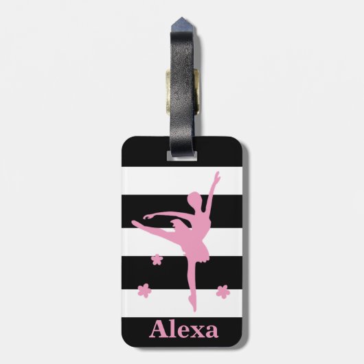 パーソナライズされた可愛いかわいらしバレリストライプナ ラゲッジタグ (裏面縦)