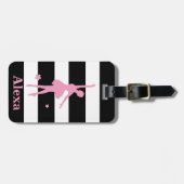 パーソナライズされた可愛いかわいらしバレリストライプナ ラゲッジタグ (正面横)