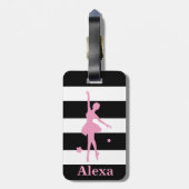パーソナライズされた可愛いかわいらしバレリストライプナ ラゲッジタグ (裏面縦)