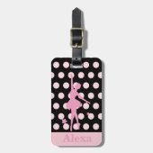パーソナライズされた可愛いかわいらしバレリーナ水玉模様 ラゲッジタグ (正面縦)