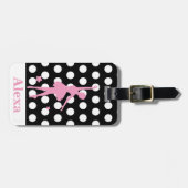 パーソナライズされた可愛いかわいらしバレリーナ水玉模様 ラゲッジタグ (正面横)