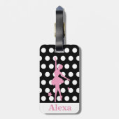 パーソナライズされた可愛いかわいらしバレリーナ水玉模様 ラゲッジタグ (裏面縦)
