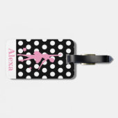 パーソナライズされた可愛いかわいらしバレリーナ水玉模様 ラゲッジタグ (裏面横)