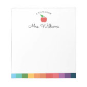 パーソナライズされた可愛いカラフルアップル先生 ノートパッド (正面)