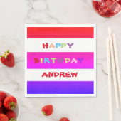 パーソナライズされた可愛いカラフルハッピーバースデー紙 スタンダードランチョンナプキン (インサイチュ)