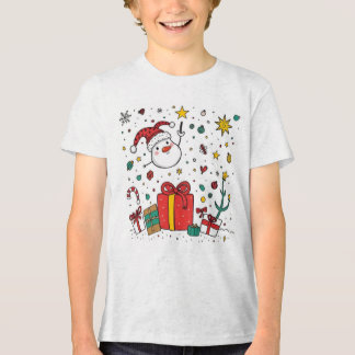 パーソナライズされた可愛いクリスマス子供へティー トライブレンドTシャツ