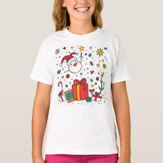 パーソナライズされた可愛いクリスマス子供へティー Tシャツ
