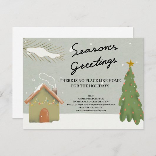 パーソナライズされた可愛いクリスマス実在不動産屋さん シーズンポストカード (正面/裏面)