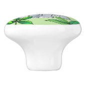 パーソナライズされた可愛いジャングルベビー象葉と象 セラミックノブ (側面)