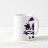 パーソナライズされた可愛いスカルとボウハロウィーン コーヒーマグカップ (正面右)