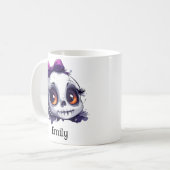 パーソナライズされた可愛いスカルとボウハロウィーン コーヒーマグカップ (正面左)