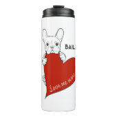 パーソナライズされた可愛いフランスのブルドッグと赤いハート タンブラー (正面)