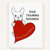 パーソナライズされた可愛いフランスのブルドッグと赤いハート ノートブック (正面)